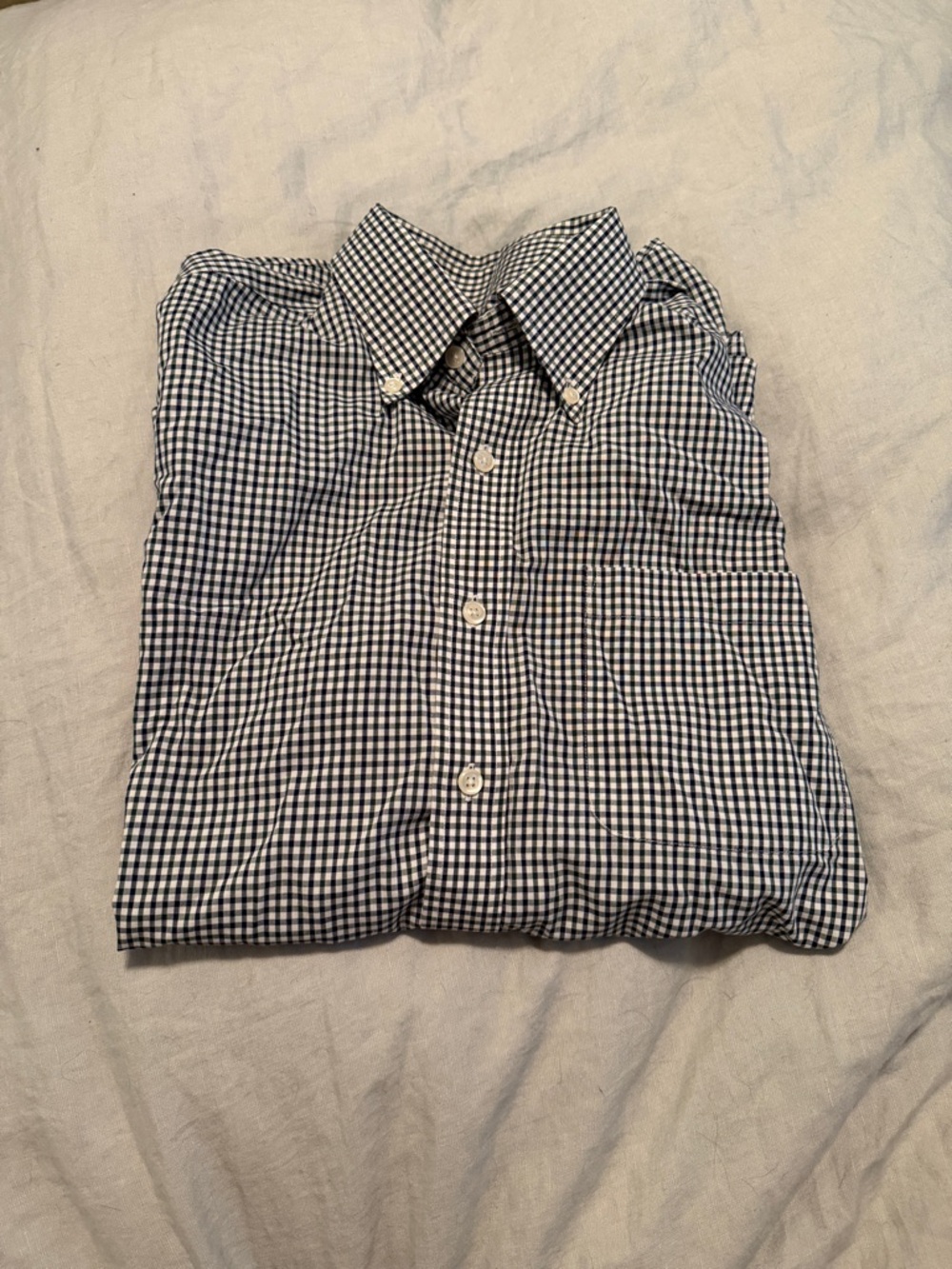 Nautica navy, white and forest green no iron gingham button-down